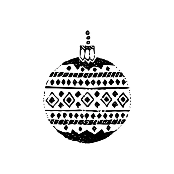 Decorative Christmas Ball Dotwork Vector Illustration Hand Drawn Objects — Stock Vector