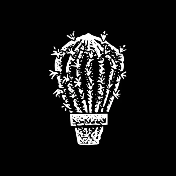 Cactus Black Dotwork Vector Illustration Hand Drawn Objects — Stockvector