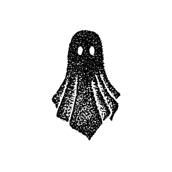 Ghost Scary Dotwork Vector Illustration Hand Drawn Objects — Vetor de Stock