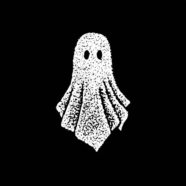 Ghost Black Dotwork Vector Illustration Hand Drawn Objects — Stockvector