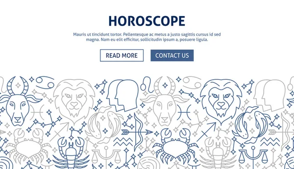 Horoscope Banner Design Vector Illustration Outline Template — Stock Vector