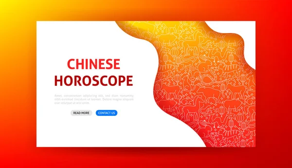Chinese Horoscope Landing Page Vector Illustration Outline Design — Stock Vector