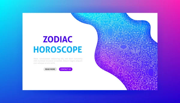 Zodiac Horoscope Landing Page Vector Illustration Outline Design — Stock Vector