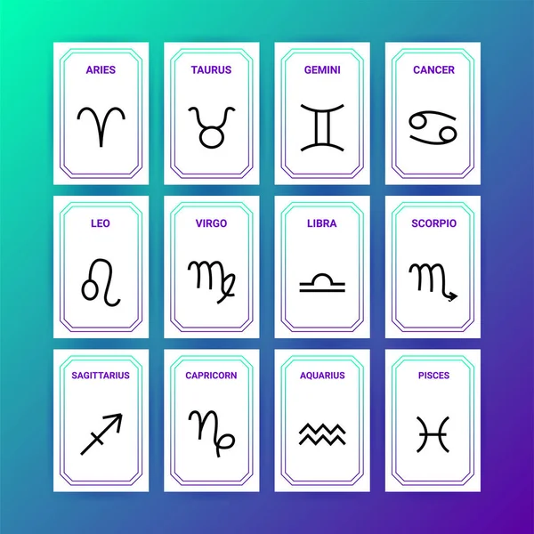 Horoscope Cards Vector Illustration Mini Paper Templates — Wektor stockowy