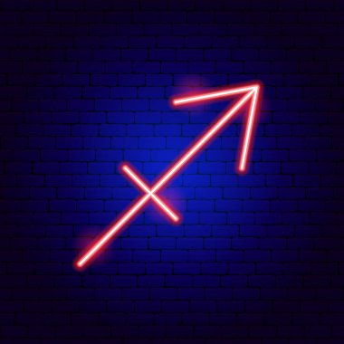 Sagittarius Zodiac Neon Sign. Vector Illustration of Horoscope Promotion.