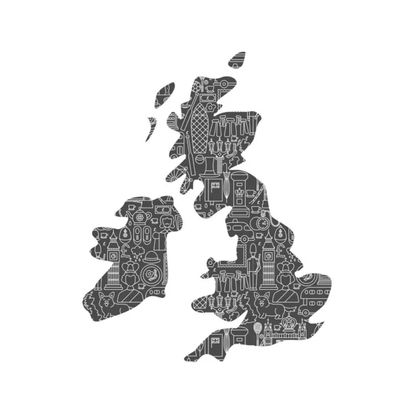 Velká Británie Country Line Concept Vektorová Ilustrace Národního Symbolu — Stockový vektor