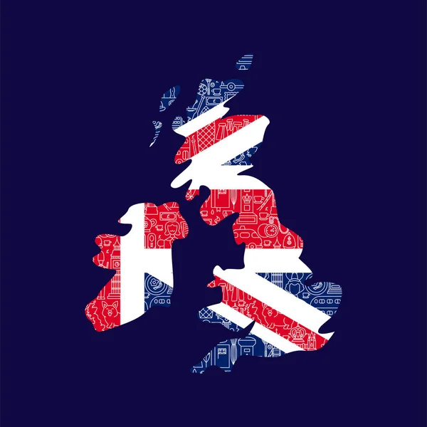 Εικόνες Της Γραμμής Της Μεγάλης Βρετανίας Εικονογράφηση Διάνυσμα Του Εθνικού — Διανυσματικό Αρχείο