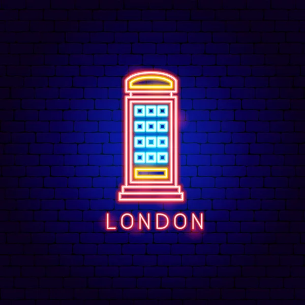 London Telefon Neon Label Vektorillustration Der Nationalen Förderung Eines Landes — Stockvektor
