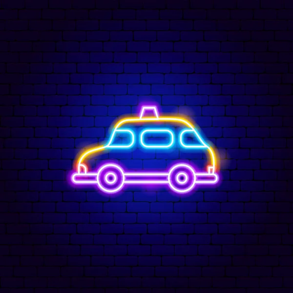 Taxi Cab Neon Sign Ilustração Vetorial Promoção Nacional País — Vetor de Stock