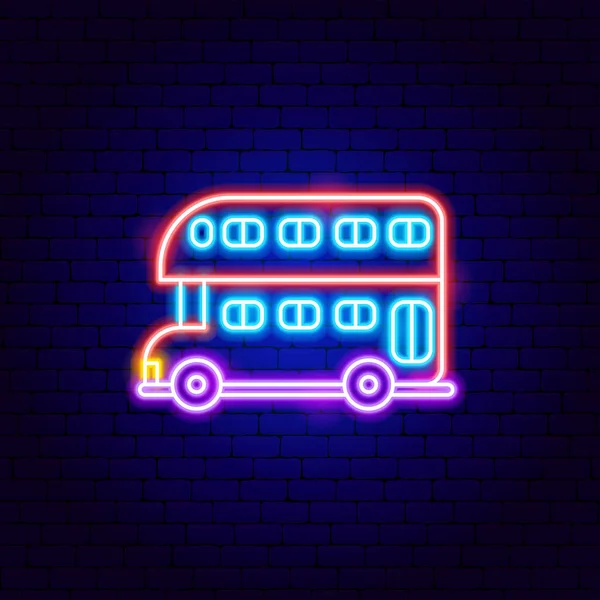 Neonová Značka Britského Autobusu Vektorová Ilustrace Národní Propagace Země — Stockový vektor