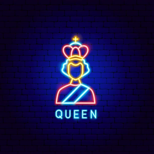 Queen Great Britain Neon Label Ilustración Vectorial Promoción Nacional Del — Vector de stock