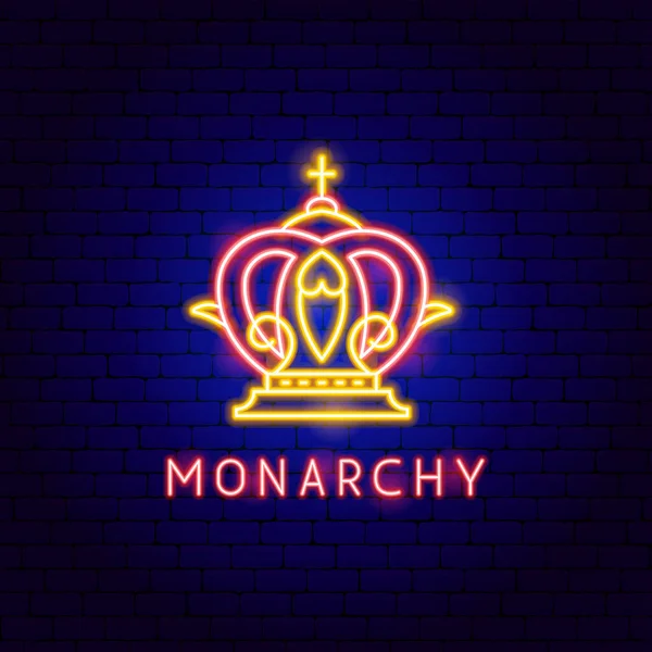 Monarchy Crown Neon Label Ilustración Vectorial Promoción Nacional Del País — Archivo Imágenes Vectoriales