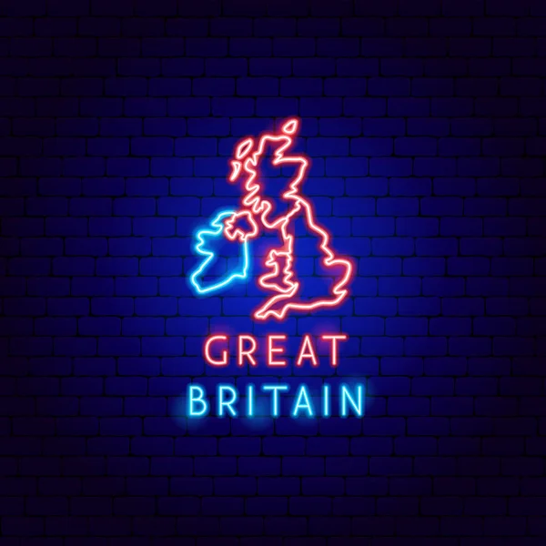 Neon Label Velké Británie Vektorová Ilustrace Národní Propagace Země — Stockový vektor