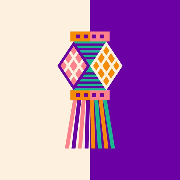 Diwali平板纸灯笼符号 印度假日物件的矢量图解 — 图库矢量图片