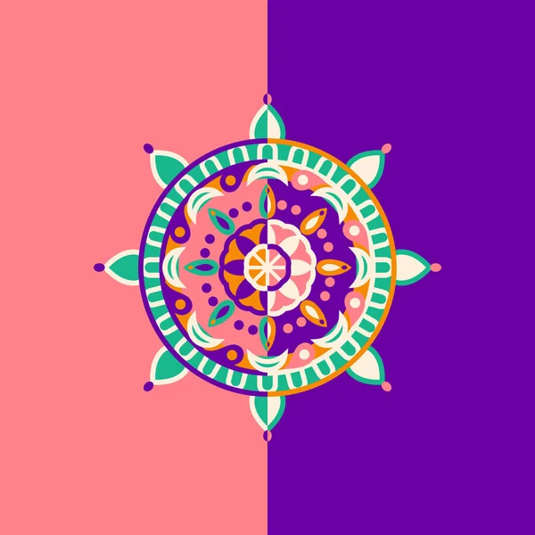 Diwali Flat Mandala符号 印度假日物件的矢量图解 — 图库矢量图片