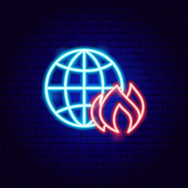 Planet Fire Neon Sign Illustrazione Vettoriale Della Natura Simbolo Sicuro — Vettoriale Stock