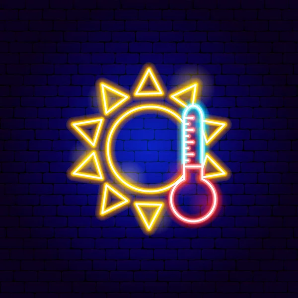 太陽の高温ネオンサイン 自然安全シンボルのベクトルイラスト — ストックベクタ