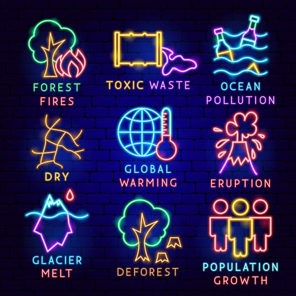 Глобальний Набір Міток Потепління Векторна Ілюстрація Безпечного Символу Природи — стоковий вектор
