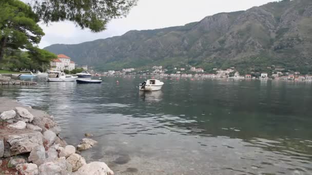 Bahía en el mar Adriático. Golfo de Kotorsky, Montenegro — Vídeo de stock