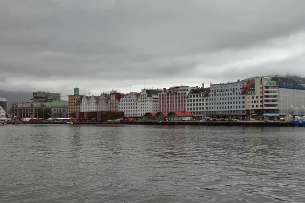 Bergen Norveç Haziran 2012 Liman Şehir Kıyıda — Stok fotoğraf