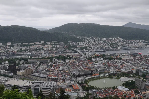 Liman Kenti Üst Manzara Bergen Norveç — Stok fotoğraf