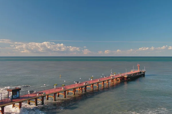 Pier Sea Last Night Storm Adler Sochi Russia — Stock Photo, Image