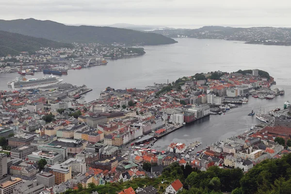 Miasto Port Wybrzeżu Bergen Norwegia — Zdjęcie stockowe