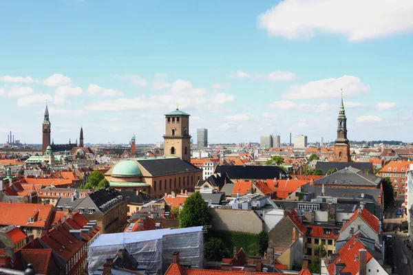 Stadens Panorama Och Kyrkan Our Lady Vor Frue Kirke Köpenhamn — Stockfoto