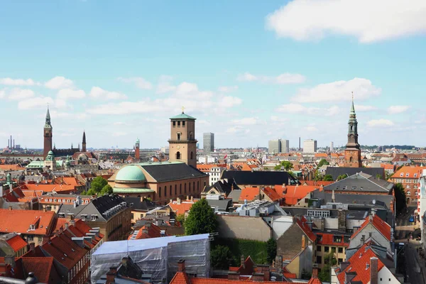 Panorama Ciudad Iglesia Nuestra Señora Vor Frue Kirke Copenhague Dinamarca — Foto de Stock