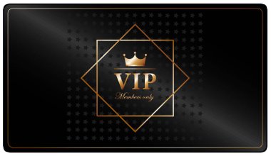 ViP. Altın yıldızlı siyah VIP kartı ve karga.