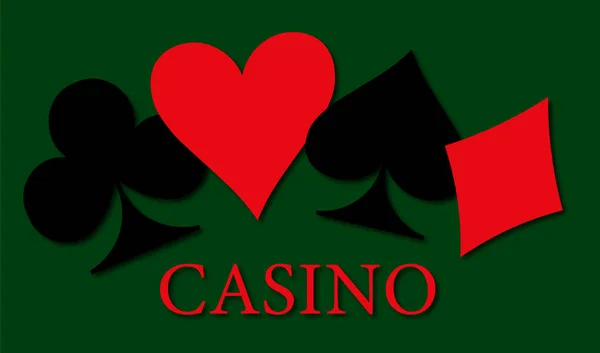 Banner Casino Jugando Los Símbolos Cartas Sobre Fondo Verde — Vector de stock