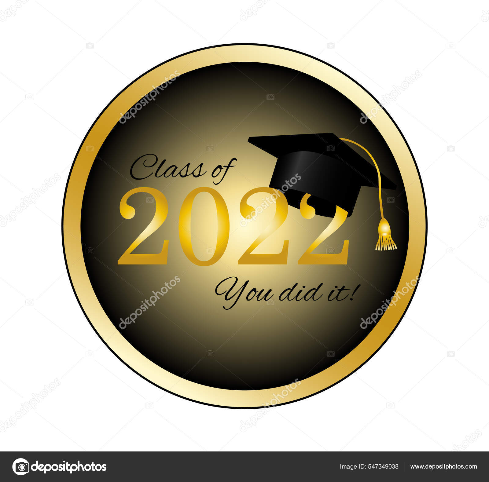 Escuela Etiqueta Clase 2022 Diseño Dorado Para Ceremonia Graduación