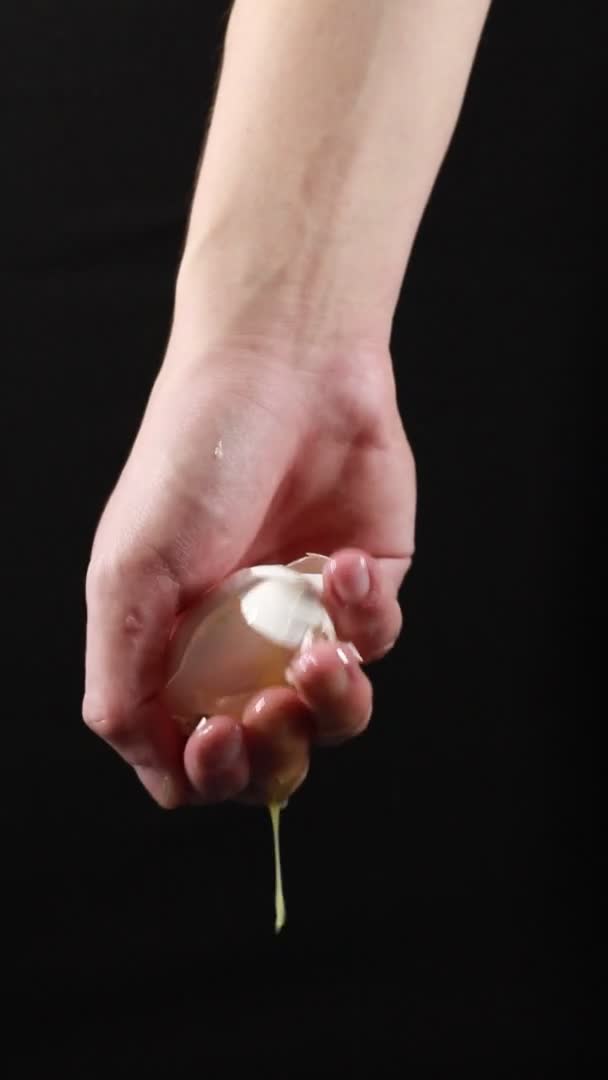 Shell Chicken Egg Falls Hand — Stock Video