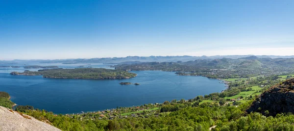 Spektakulär Panoramautsikt Från Lifjelberget Till Hommersak Stad Och Uskjo Norge — Stockfoto