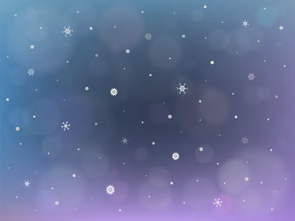 Jul bakgrund med bokeh och snöflingor — Stock vektor