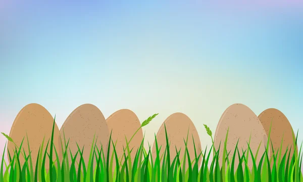 Easter eggs on grass — Stock Vector