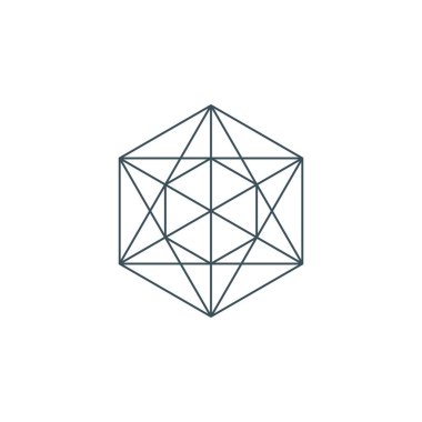 Çizgi metatron küpü. Kutsal geometri. doğrusal pentagram işareti ya da sembol. Ezoterik ya da ruhani bir sembol. Beyaz arka planda izole edilmiş. vektör illüstrasyonu