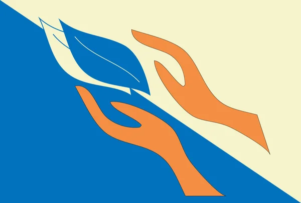 Logo manos con hojas — Archivo Imágenes Vectoriales