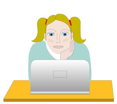 bir dizüstü bilgisayar ile oturan genç kadın