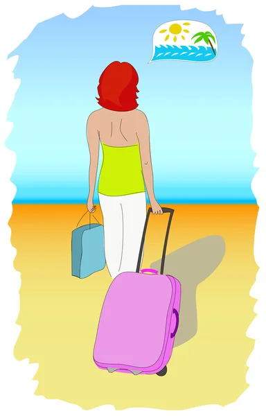 Woman with suitcase — Stock Vector