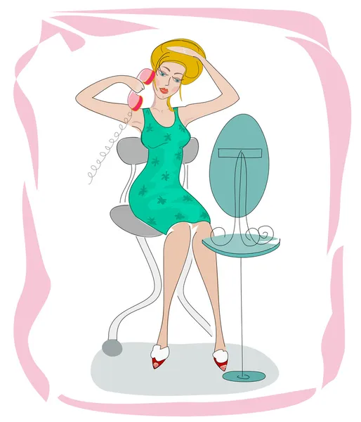 Woman in front of mirror — Stock Vector