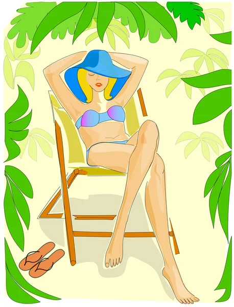 kadın sunbathes