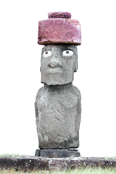 Close-up of a moai in Easter Island on white background — Stock Photo, Image