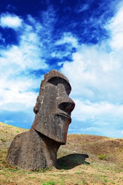 Lone moai in Easter Island clipart