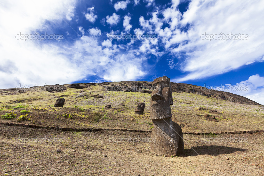 Moais in the hill in Easter Island