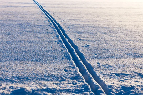 在傍晚的阳光下滑雪道 — 图库照片