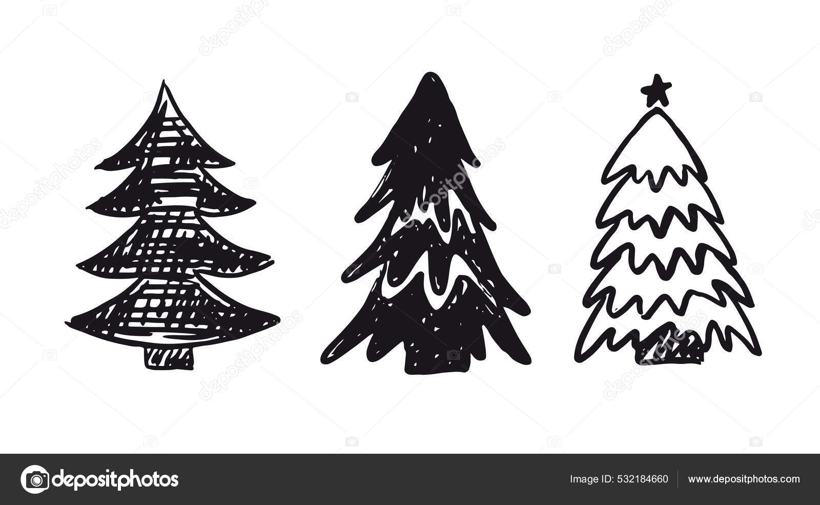 Como Desenhar Desenhos Em árvore De Natal. Desenho Fácil Para Aprender Arte  Educacional Ilustração do Vetor - Ilustração de busca, desenhado: 261178955