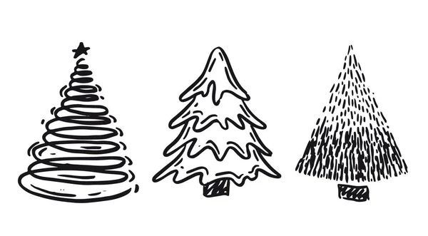 Sapin Noël Illustrations Dessinées Main — Image vectorielle