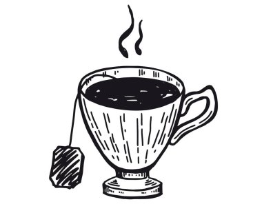 Bir fincan çay. El çizimleri..