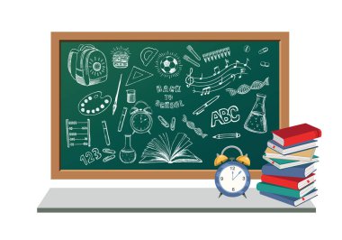 Okula Dönüş el çizimi seti.